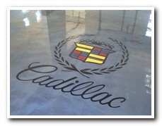 Cadillac logo on polished concrete floor